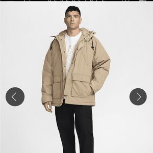 Nike Men's Beige Hooded Puffer Jacket